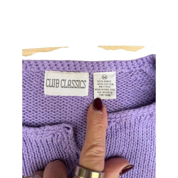Vintage 1980s Club Classic Short Sleeved Sweater Lilac Size M - Picture 6 of 9